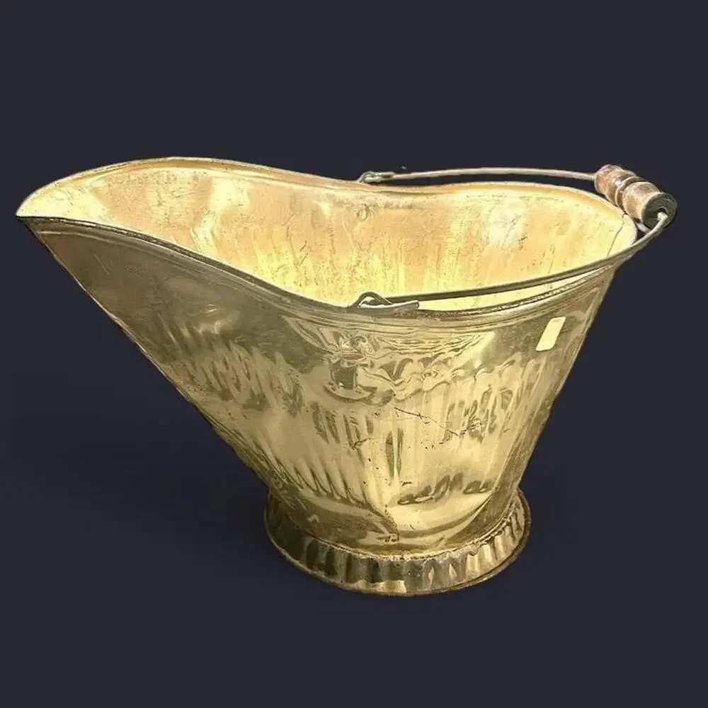 🚨 ANTIQUE Brass Coal Pail Scuttle Bucket Fireplace, Planter, Wine Cooler, etc🔥